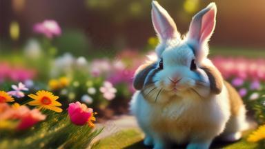 唯美野兔小灰兔兔子